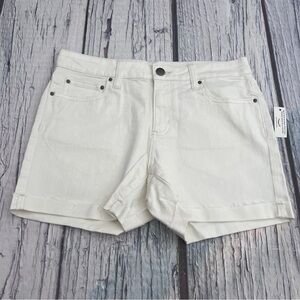 Daily Ritual Women's White(Cream) Denim Turn-Cuff Shorts Size 27